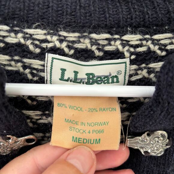 VTG L.L. Bean Women's Birdseye Nordic Fisherman Sweater Made in Norway Size M - Picture 4 of 7